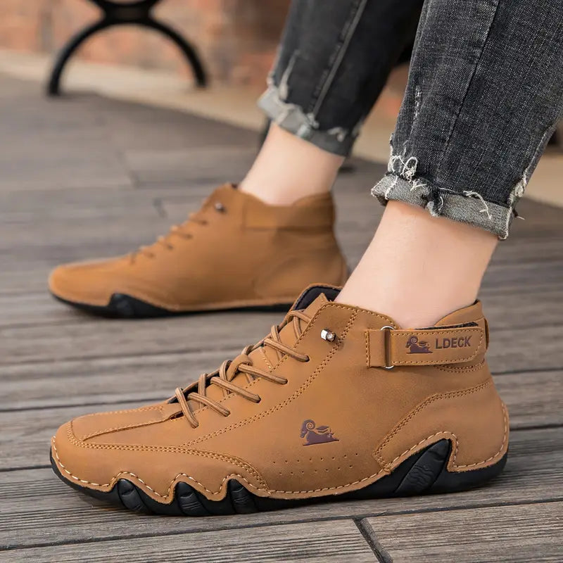 Oak & Coral | Men's High-Top Sneakers with Lace-Up Closure