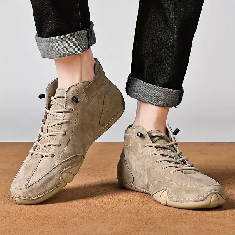 Oak & Coral | Men's High-Top Sneakers with Lace-Up Closure
