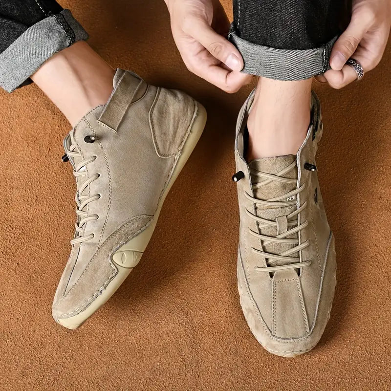 Oak & Coral | Men's High-Top Sneakers with Lace-Up Closure