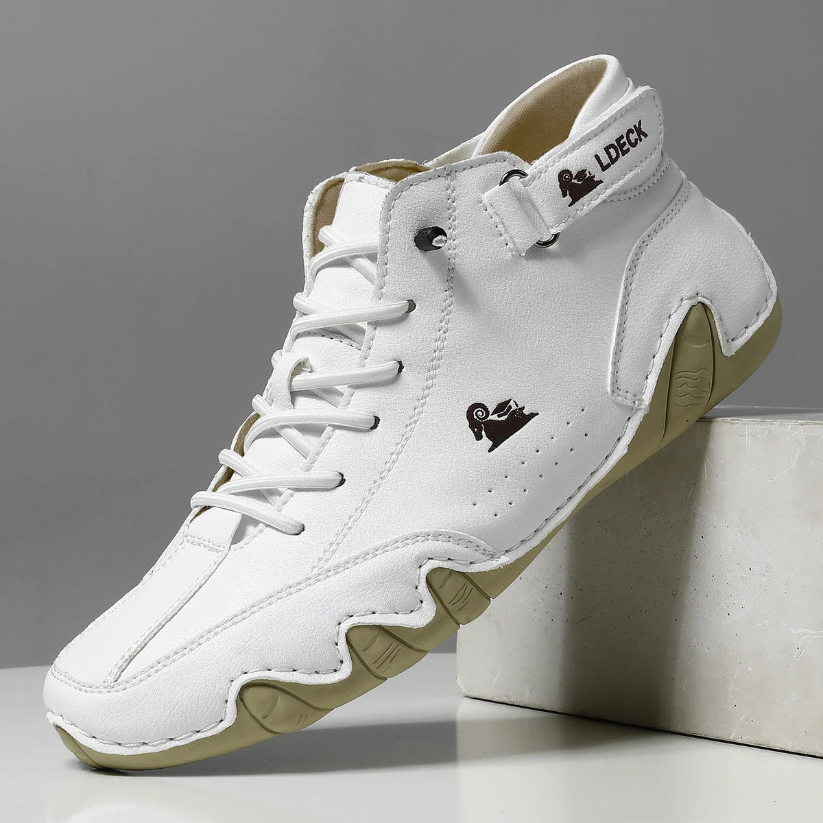 Oak & Coral | Men's High-Top Sneakers with Lace-Up Closure