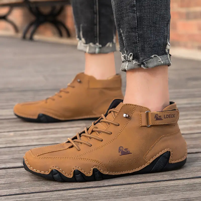 Oak & Coral | Men's High-Top Sneakers with Lace-Up Closure