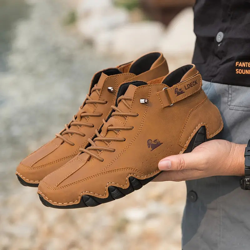 Oak & Coral | Men's High-Top Sneakers with Lace-Up Closure