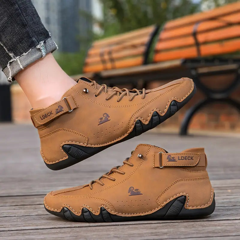Oak & Coral | Men's High-Top Sneakers with Lace-Up Closure
