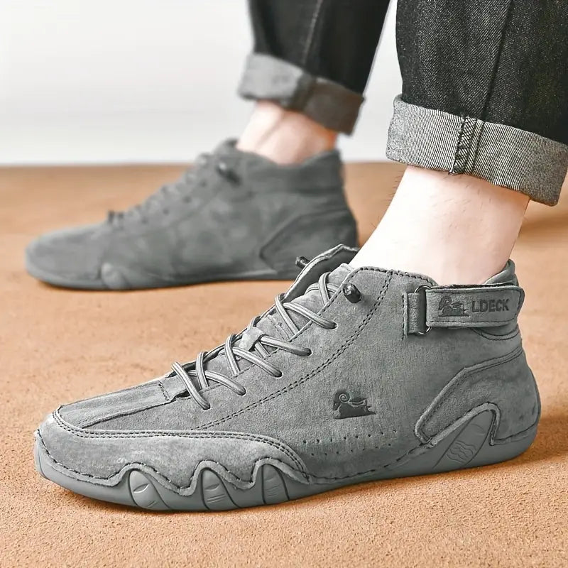 Oak & Coral | Men's High-Top Sneakers with Lace-Up Closure