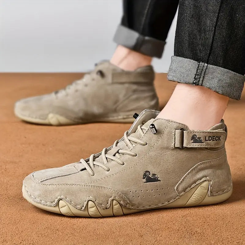 Oak & Coral | Men's High-Top Sneakers with Lace-Up Closure