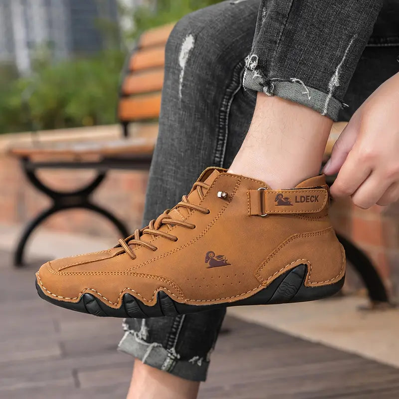 Oak & Coral | Men's High-Top Sneakers with Lace-Up Closure