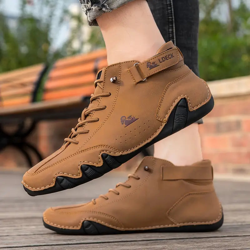Oak & Coral | Men's High-Top Sneakers with Lace-Up Closure