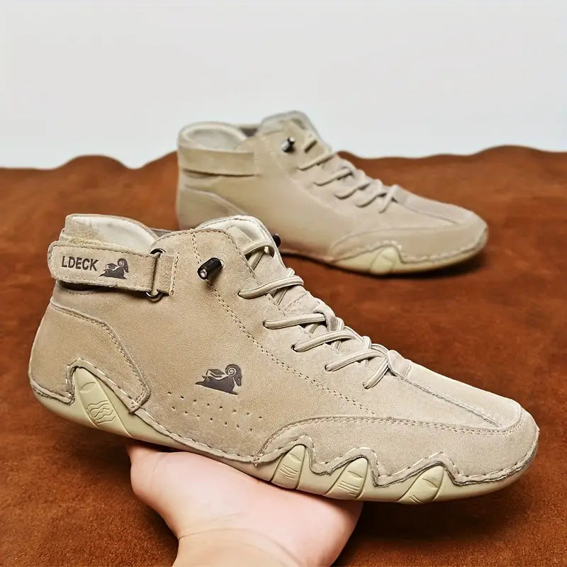 Oak & Coral | Men's High-Top Sneakers with Lace-Up Closure