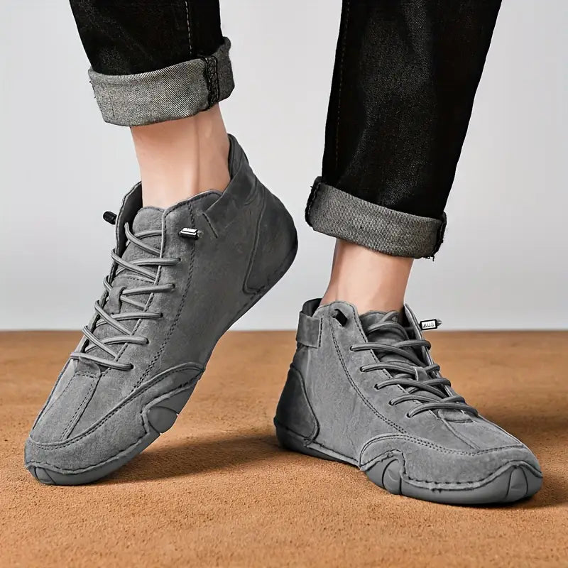 Oak & Coral | Men's High-Top Sneakers with Lace-Up Closure