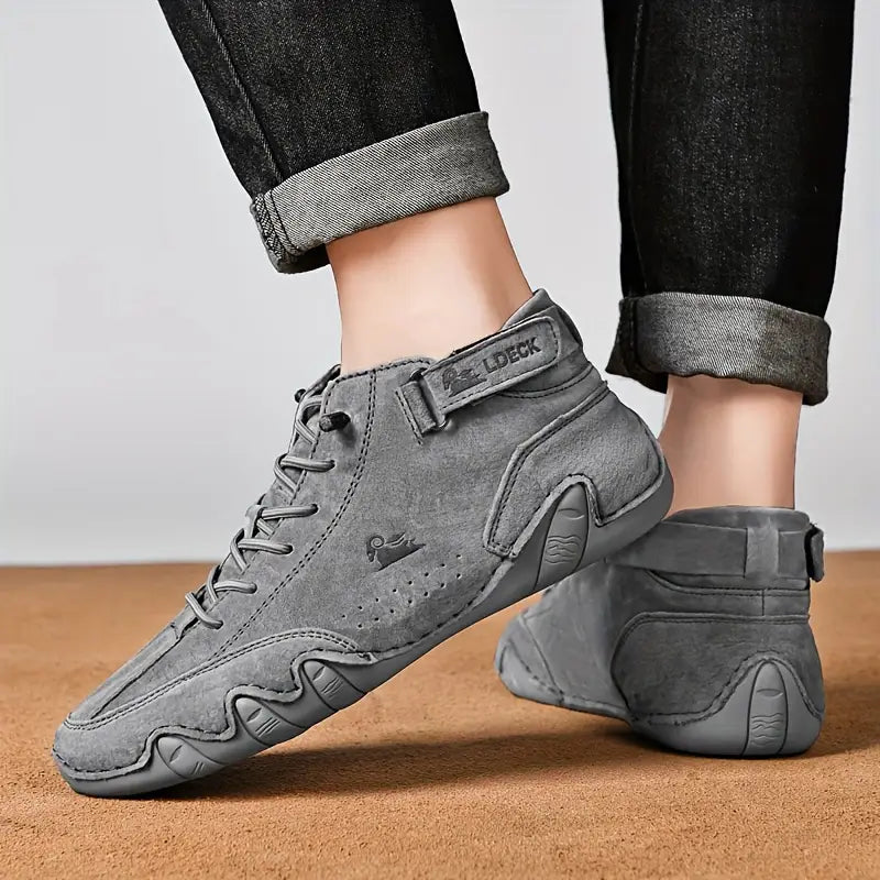 Oak & Coral | Men's High-Top Sneakers with Lace-Up Closure