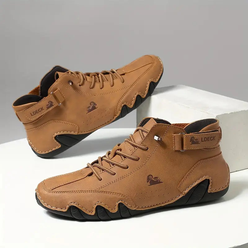 Oak & Coral | Men's High-Top Sneakers with Lace-Up Closure
