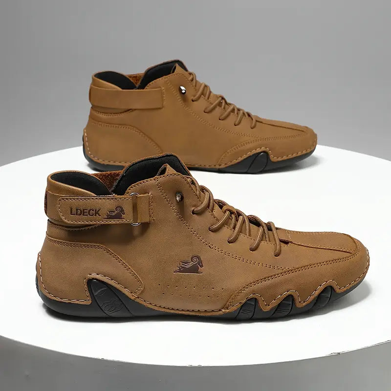Oak & Coral | Men's High-Top Sneakers with Lace-Up Closure