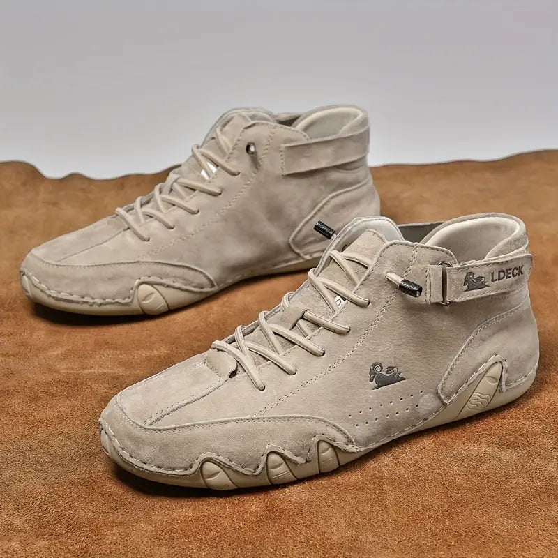 Oak & Coral | Men's High-Top Sneakers with Lace-Up Closure