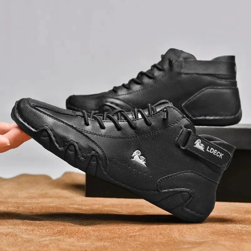 Oak & Coral | Men's High-Top Sneakers with Lace-Up Closure