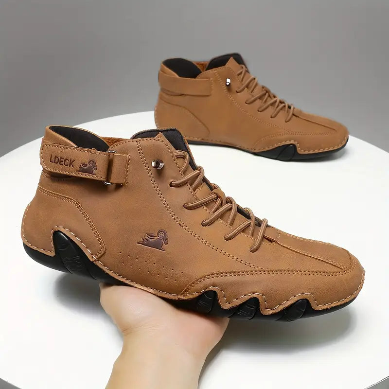 Oak & Coral | Men's High-Top Sneakers with Lace-Up Closure