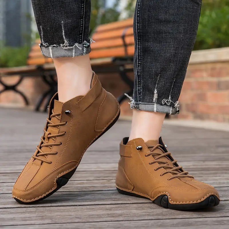 Oak & Coral | Men's High-Top Sneakers with Lace-Up Closure