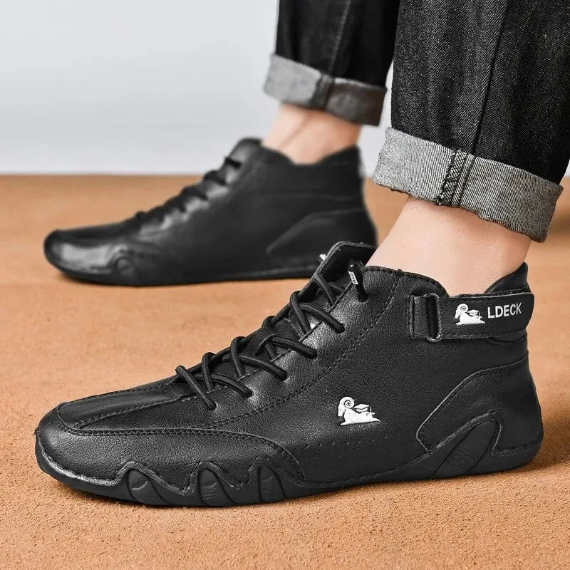 Oak & Coral | Men's High-Top Sneakers with Lace-Up Closure