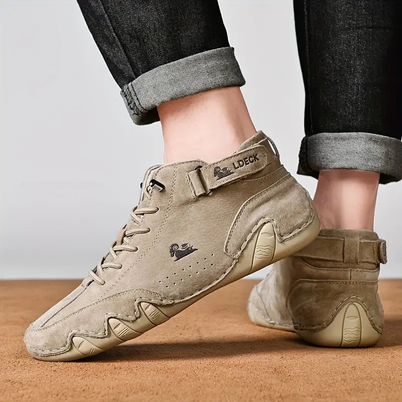 Oak & Coral | Men's High-Top Sneakers with Lace-Up Closure
