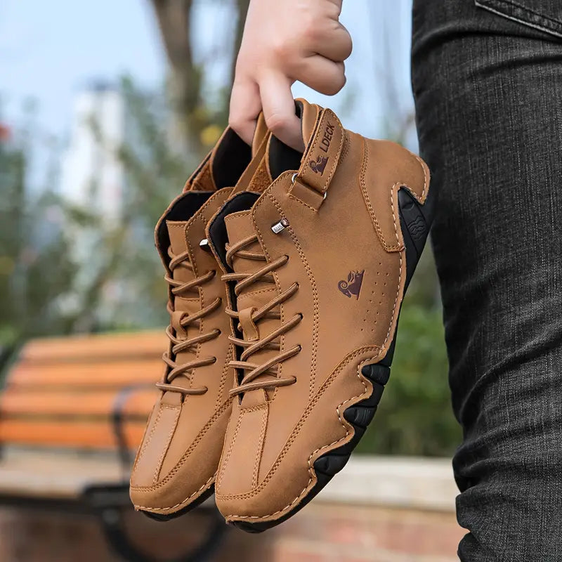 Oak & Coral | Men's High-Top Sneakers with Lace-Up Closure