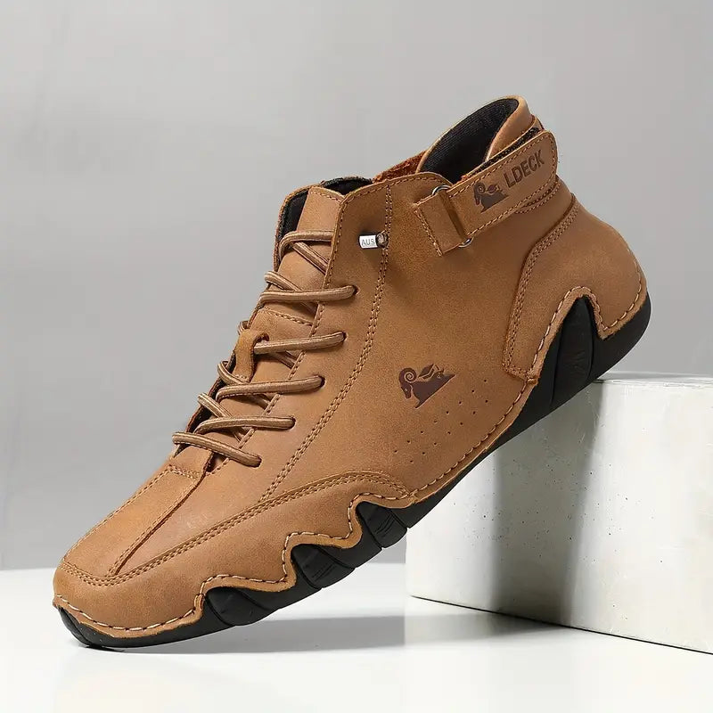 Oak & Coral | Men's High-Top Sneakers with Lace-Up Closure