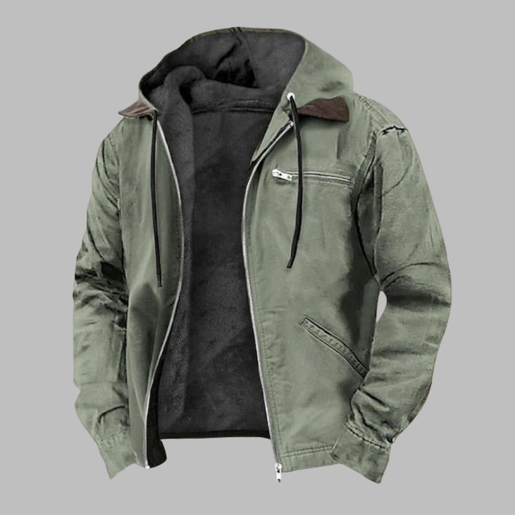 Oak & Coral | Men's Hooded Lined Jacket - Casual Style