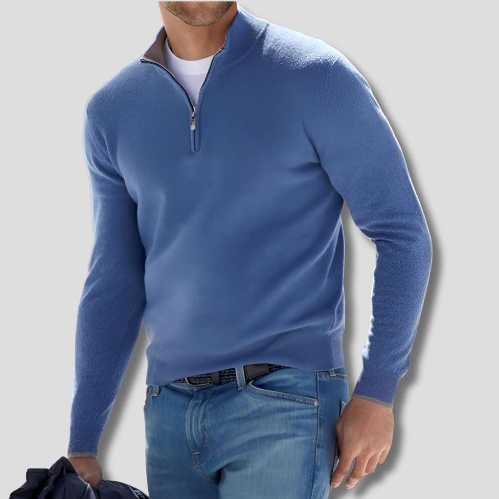 Oak & Coral | Men's Knit Pullover with Zipper Collar