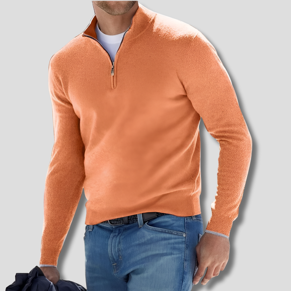 Oak & Coral | Men's Knit Pullover with Zipper Collar