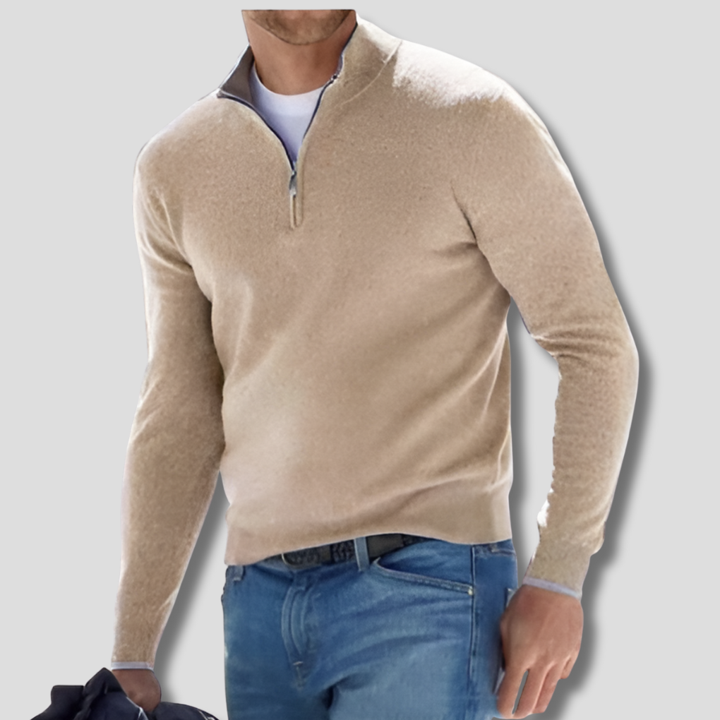 Oak & Coral | Men's Knit Pullover with Zipper Collar