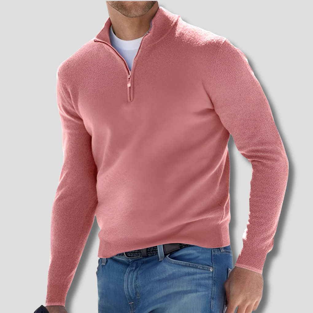 Oak & Coral | Men's Knit Pullover with Zipper Collar