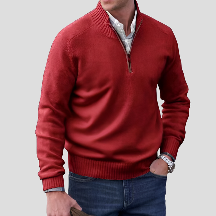 Oak & Coral | Men's Knit Pullover with Zipper Collar