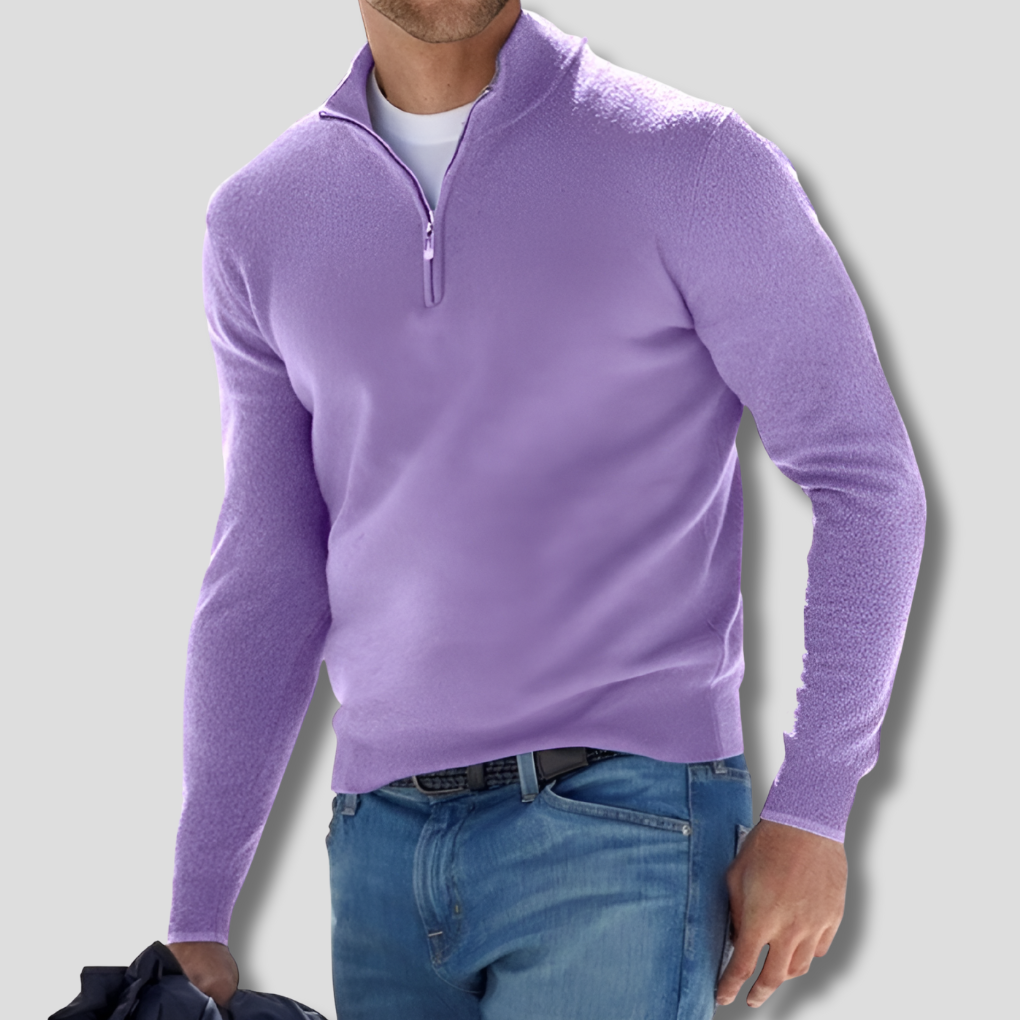 Oak & Coral | Men's Knit Pullover with Zipper Collar