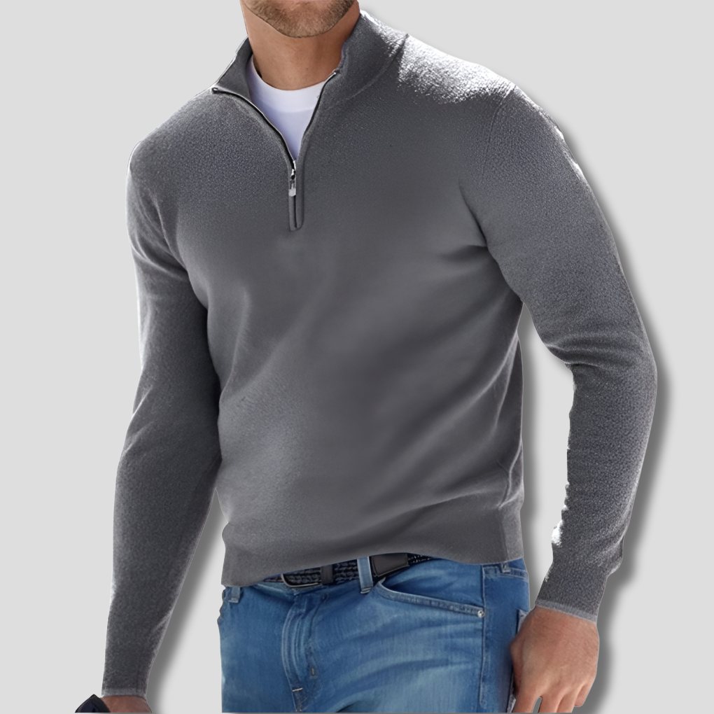 Oak & Coral | Men's Knit Pullover with Zipper Collar