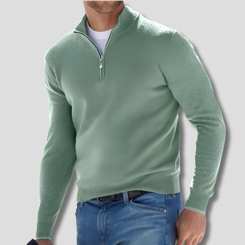 Oak & Coral | Men's Knit Pullover with Zipper Collar