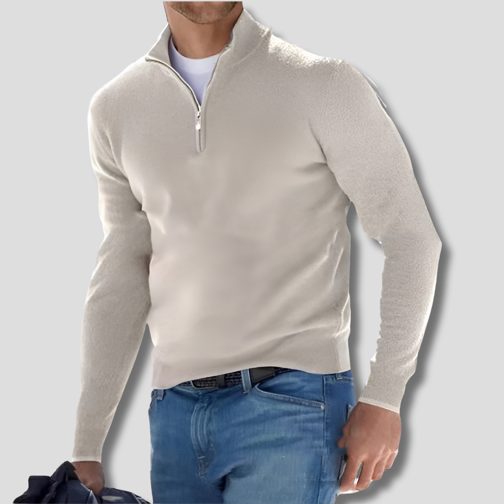 Oak & Coral | Men's Knit Pullover with Zipper Collar