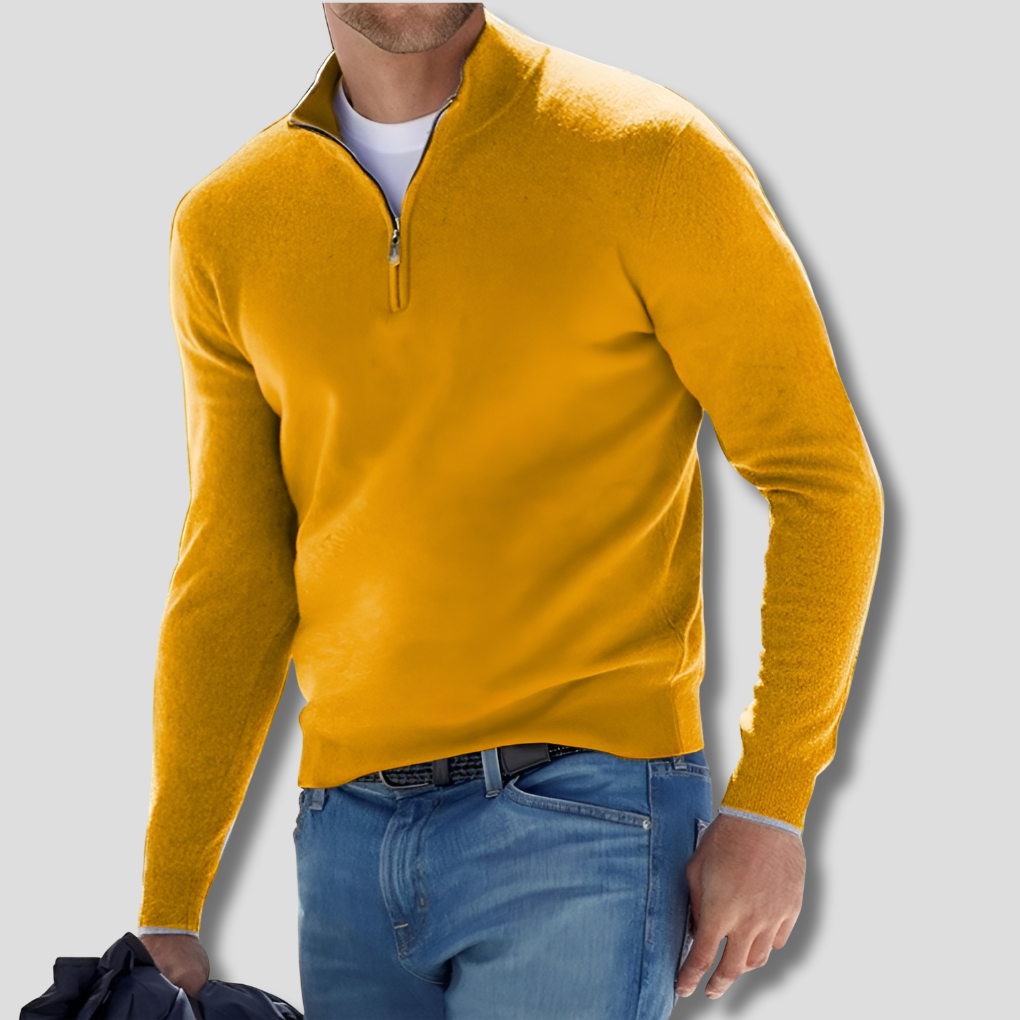 Oak & Coral | Men's Knit Pullover with Zipper Collar