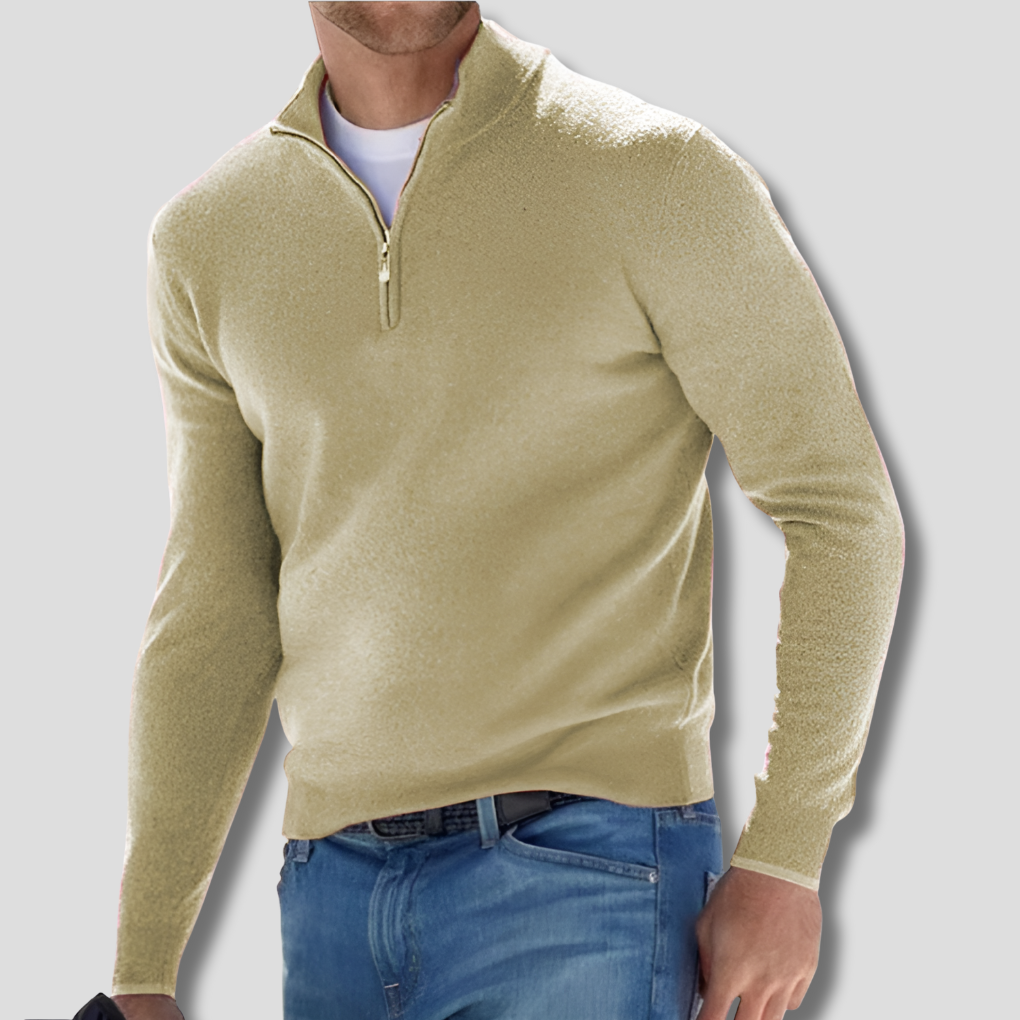 Oak & Coral | Men's Knit Pullover with Zipper Collar