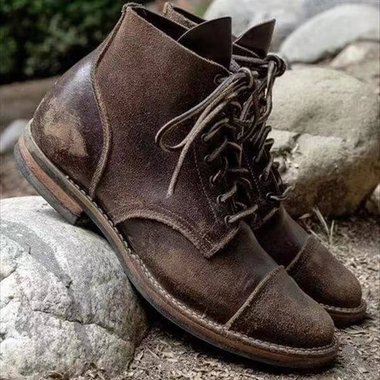 Oak & Coral | Men's Lace-Up Boots Classic Distressed Design