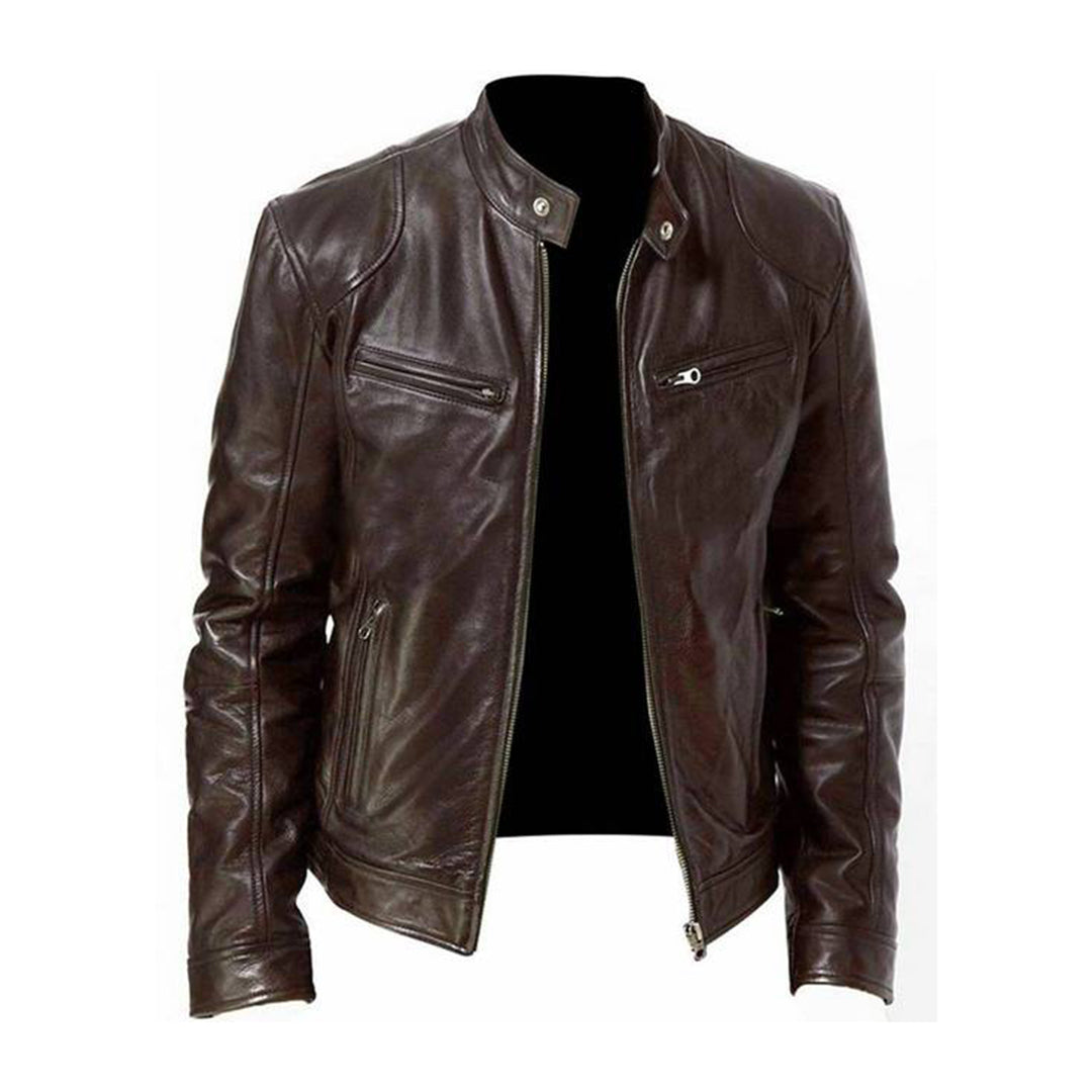 Oak & Coral | Men's Leather Racer Jacket