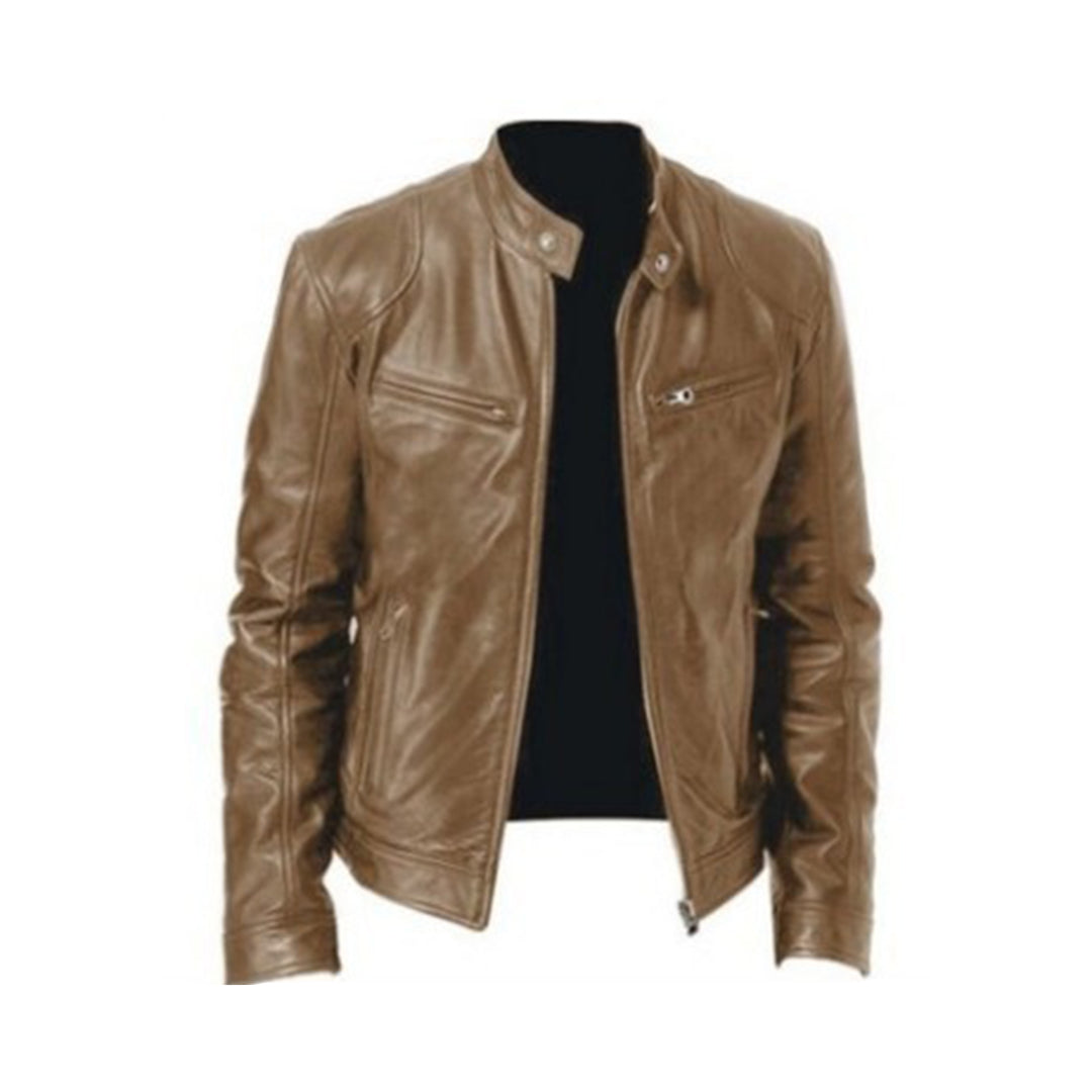 Oak & Coral | Men's Leather Racer Jacket