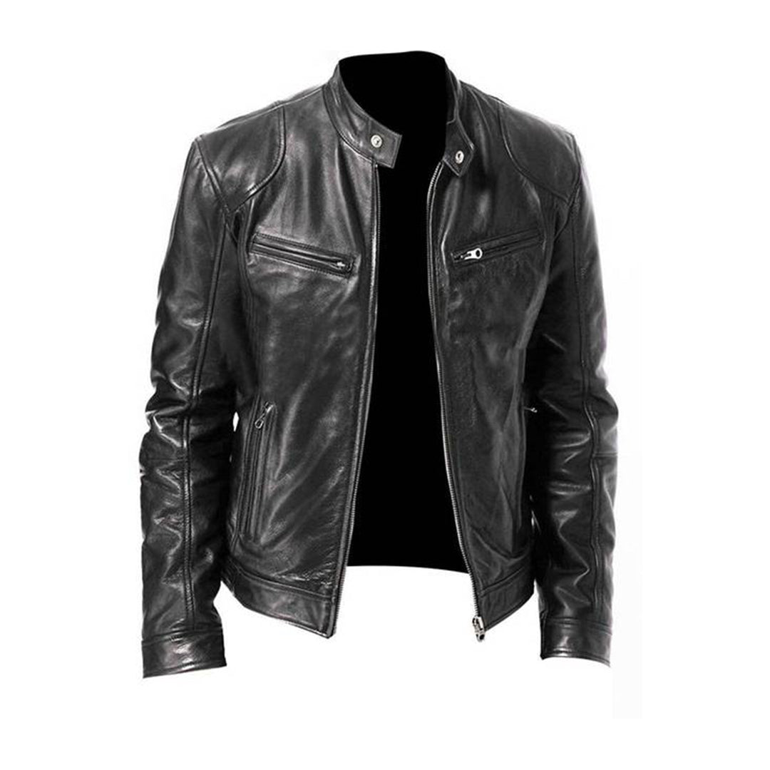 Oak & Coral | Men's Leather Racer Jacket