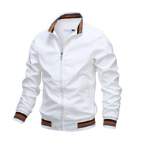 Oak & Coral | Striped Collar & Cuff Bomber Jacket