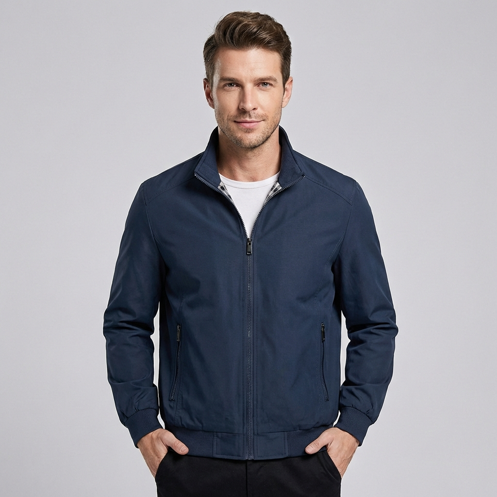 Oak & Coral | Men's Lightweight Windbreaker Jacket with Stand Collar