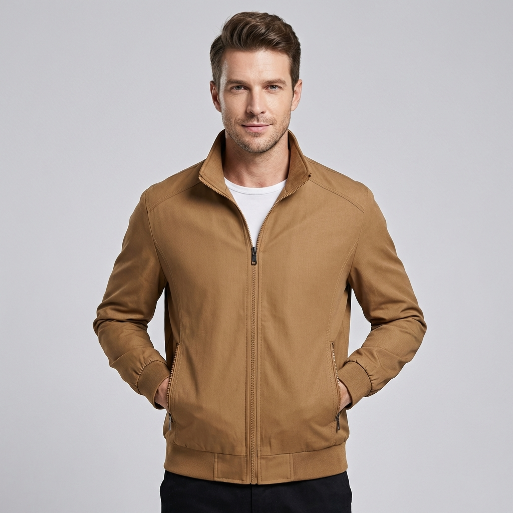 Oak & Coral | Men's Lightweight Windbreaker Jacket with Stand Collar