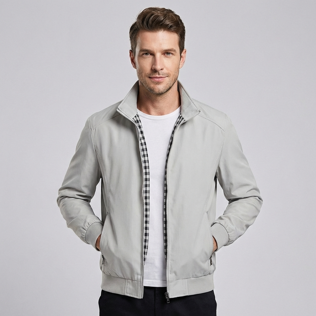 Oak & Coral | Men's Lightweight Windbreaker Jacket with Stand Collar