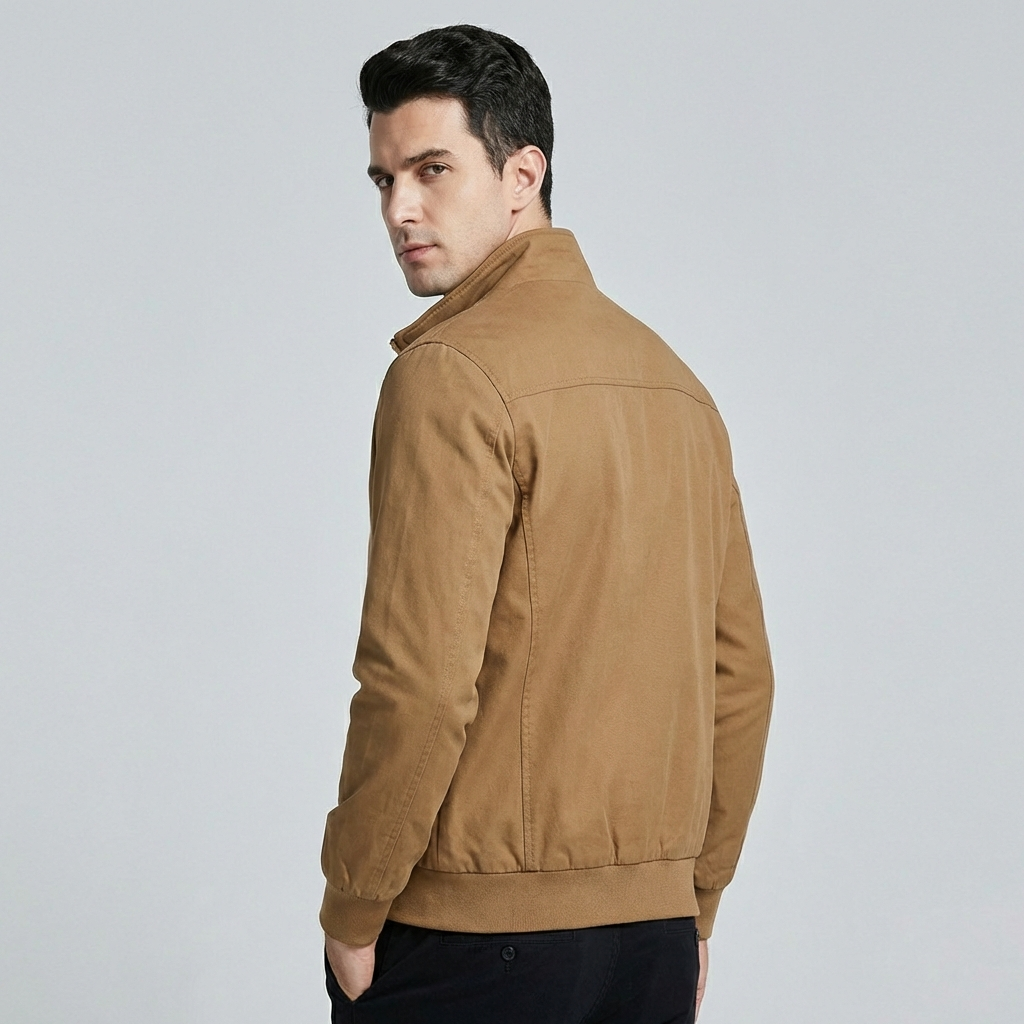 Oak & Coral | Men's Lightweight Windbreaker Jacket with Stand Collar