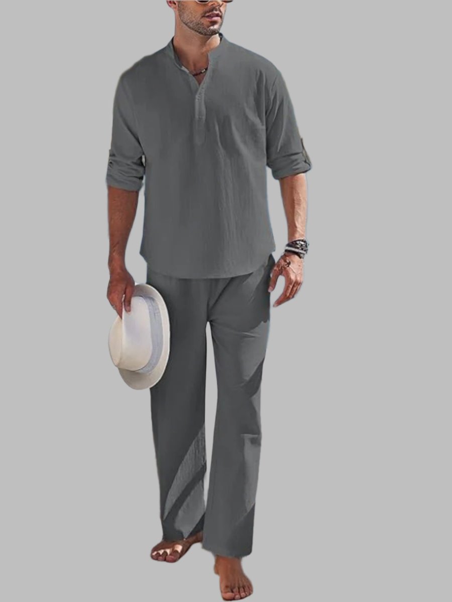 Oak & Coral | Men's Linen Blend Shirt and Pants Set