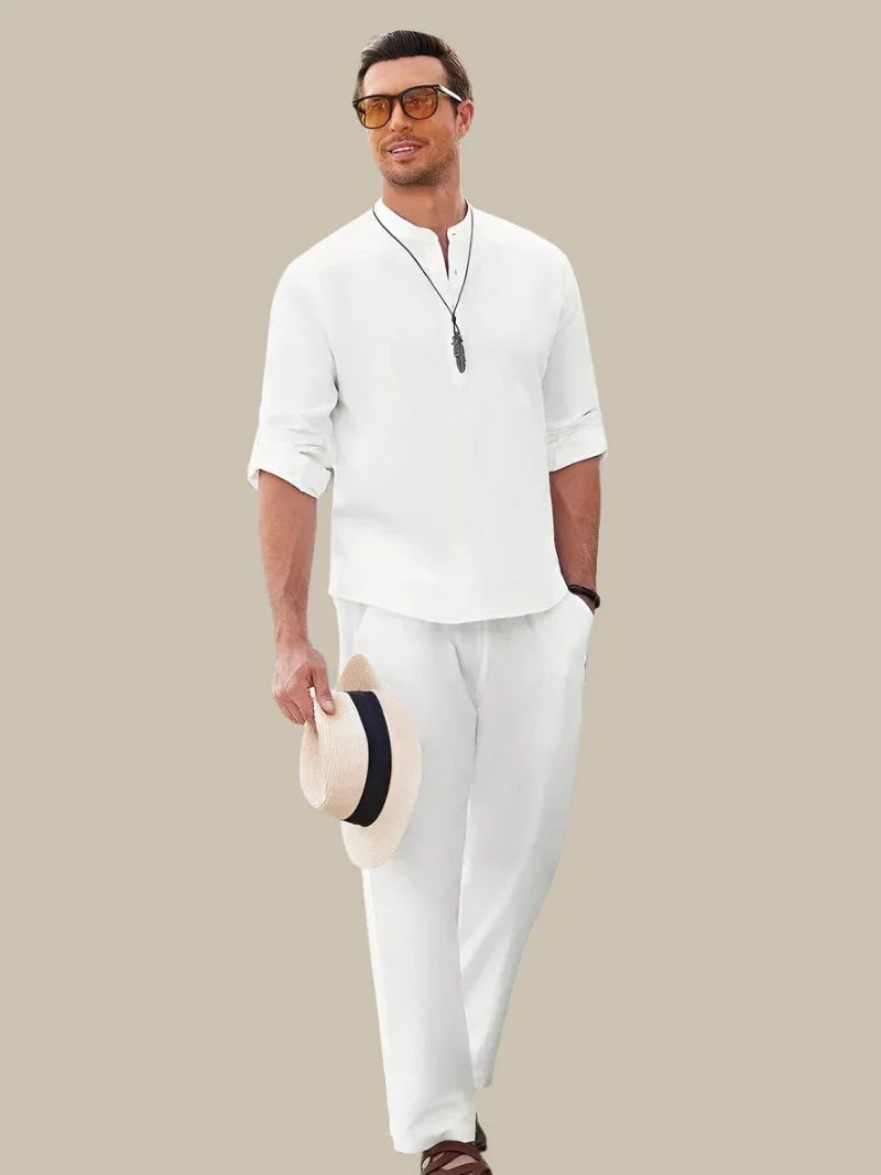 Oak & Coral | Men's Linen Blend Shirt and Pants Set