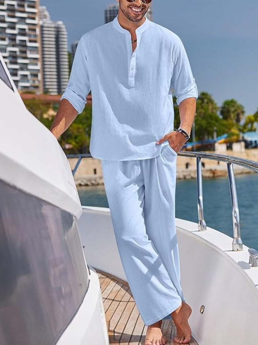 Oak & Coral | Men's Linen Blend Shirt and Pants Set