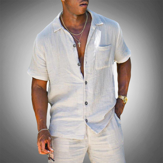 Oak & Coral | Men's Linen Shirt and Shorts Set