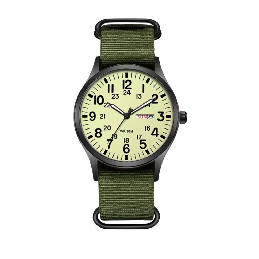 Oak & Coral | Men's Military Field Watch with Luminous Dial